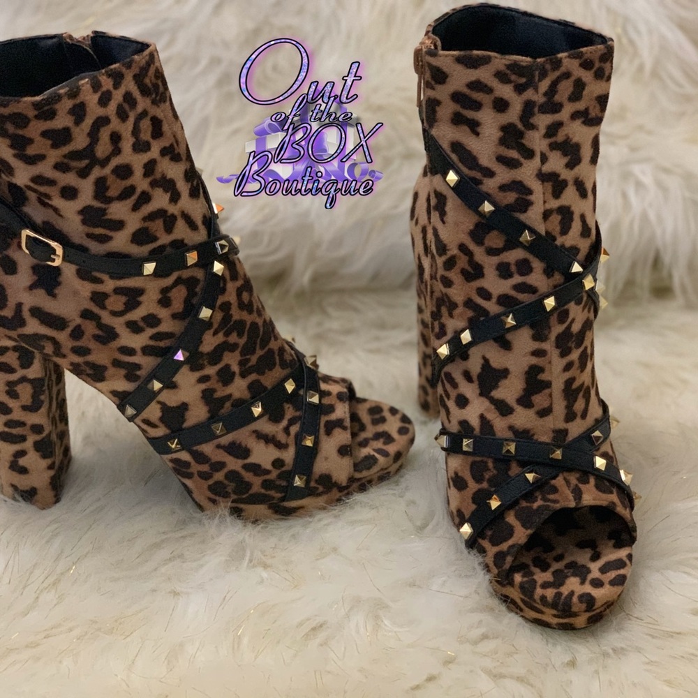 Leopard print booties